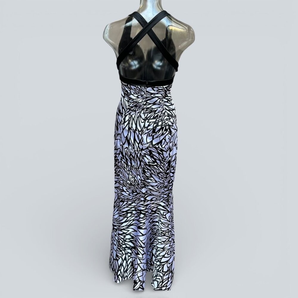 MORGAN & CO Company Black White Criss Cross Back Formal Dress Gown XS Prom - Picture 5 of 8